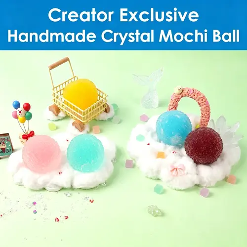 (Shipping Included) Pawtoto Handmade Crystal Mochi Ball Squishy Stressball, Crunchy Squishy Squeeze Ball Fidgets, Novelty Sensory Toy, Creative Gift for Teens & Adults