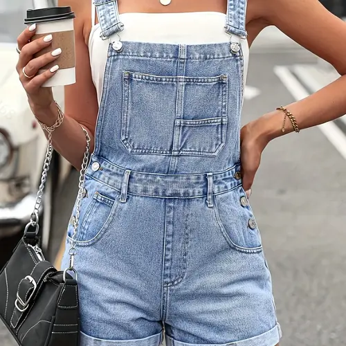 Women's Sleeveless Fitted Denim Overalls Pants, Casual Fashion Design, Perfect for Spring & Summer, Ideal for Daily Wear & Party Looks, Denim Jumpsuit, Overall Jumpsuits, Womenswear, Hippie Summer Jumpsuit, Summer Jean Romper