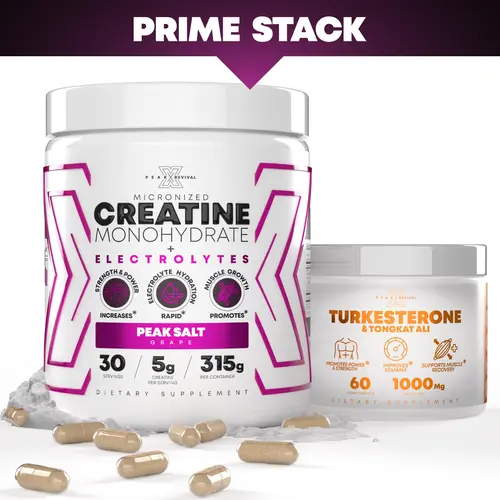 Prime Stack Turkesterone & Tongkat Ali & Micronized Creatine Monohydrate + Peak Salt Electrolyte Powder Gym Supplements Natural Supplements Natural Wellness Boost Fitness Dietary Muscle, Electrolyte Hydration