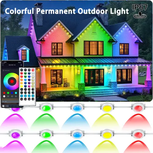 Yocrostar RGB Permanent Outdoor Lights - Waterproof Smart LED Outdoor Flashlights, Color Changing Outdoor Lighting with App/IR Remote Control, Music Sync, DIY Scenes for Home, House Decor, Christmas #SohoChic