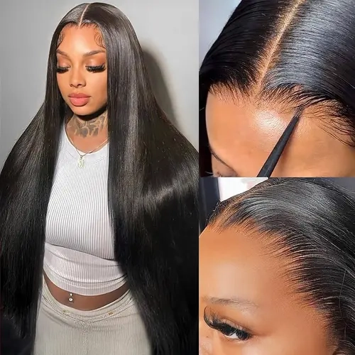 Luler Hair 13x6 Straight Upgrade Invisible Drawstring Glueless Human Hair Wig, Pre-Plucked with Bleached Knots, Pre-Cut HD Lace Front, 200 Density Ready-to-Wear Wig, Wigs Human Hair, Human Hair Wigs,sohochic