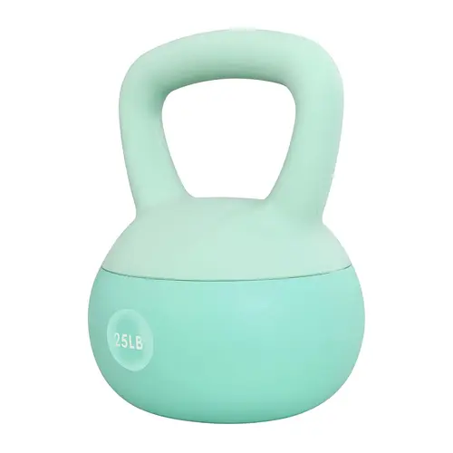 Fitvids Soft Kettlebell Ergonomic Grip, Iron & Sand Filled, 25 Pounds, Green