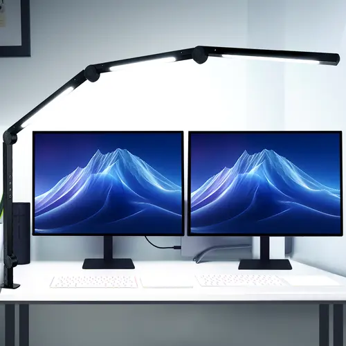 YEEWHALE Clamp-On LED Table Lamp - All-Metal Steel Arm, 360° Clamp Rotate, Bendy Adjustable, 3 Light Sources, 4 Color Modes, 5 Brightness Levels, Eye-Caring, Memory Function, Adjustable LEDs, Indoor Home Improvement Lighting,sohochic