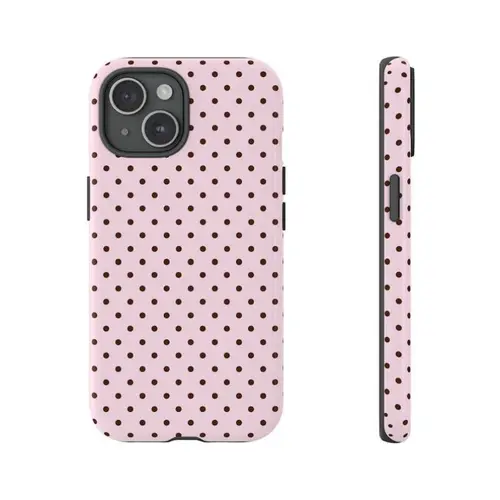 Light pink polka dots, beautiful cool girl 2-in-1 phone case with a durable, shock-absorbing, and stylish design. Compatible with iPhone 17 16 15 14 13 12 11 Pro Max Pro Plus Samsung Galaxy S26 S25 FE S24 Plus S23 Ultra.MFL87, Smartphone, Cellphone, Acces