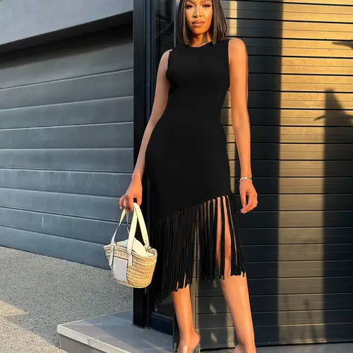 USBOUTIQUE CHIC Women‘s 2026 Spring Slim Fit Bodycon Midi Dress Cooling Silk Touch Slip Dress