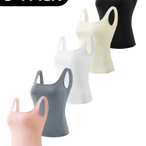 OKP Women's 5-Pack High Stretch Seamless Wide Strap Workout Tank Tops - Lightweight Fabric, Slim Fit/Fitted Universal Moisture Wicking Quick Dry Yoga Gym Base Layer for Pilates, Running