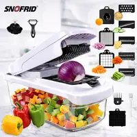 Snofrid 15-in-1 Multifunctional Vegetable Chopper with 8 Blades, Container, Professional Design, Handle & Wave Slicer - Kitchen Accessories, Mom Gadgets for Salad, Potato - Dealsforyoudays Flash Sale Home Item