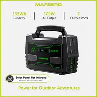 【 Solar Panel Not Included】MARBERO 155Wh Portable Power Station with 2 x 100W AC Outlets(150W Surge) 7 Output Ports Built-in Flashlight for Camping Power Outage Outdoor Emergency