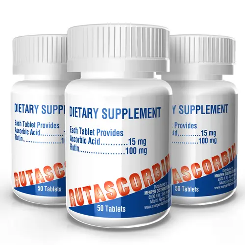 RUTASCORBIN Collagen Multivitamin Tablets (3-Pack, 50 Tablets/Bottle) - US-Made Unflavored Antioxidant Supplement, Adult Selfcare, Rutin-Added, Energy Support, Iron Uptake, Immunity Boost Daily Nutritional Aid