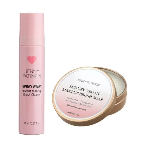 Jenny Patinkin 2-in-1 Antibacterial Makeup Brush Cleaner Set - Silicone-Infused Instant Spray Cleaner, Deep Cleansing Brush Soap (TikTok Shop Exclusive)