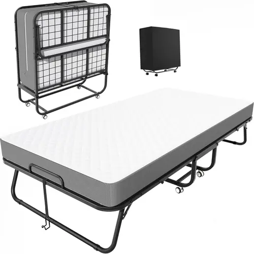 INTERGREAT Folding Bed with Mattress, Roll Away Beds with Mattress for Adults, Single Cot Foldable Rollaway Beds, 75" x 38" / 75" x 31"Portable Bed for Easy Storage, Strong Frame for Guest Room, Small Apartment#Summervibes