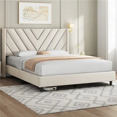 Yaheetech Queen Size Upholstered Platform Bed Frame - Tufted Headboard, Velvet Fabric, Wooden Slat Support, 800 lb Capacity, No Box Spring Needed, Contemporary Indoor Furniture