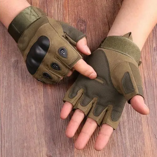 Men's Fingerless Tactical Outdoor Sports Gloves - Multi-Size Military Gloves with Tactical Grip, Adjustable Straps, Straplock Fit, Elastic Fit for Shooting, Biking, Hunting (for Shooters)
