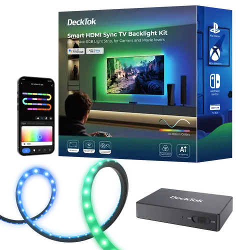 3‑Side Light Wash HDMI Sync TV Backlight Kit, Sohochic Home Decor, Smart LED Lights with Alexa Control, Rhythm RGB Color‑Changing, Beat‑Sync Effects for Gaming & Movies
