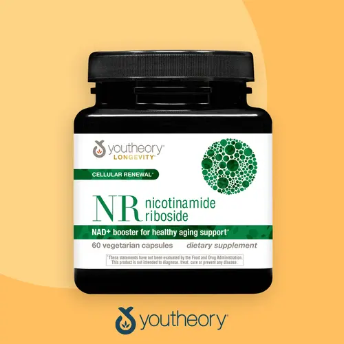 Youtheory Longevity NR, Nicotinamide Riboside, 60 Vegetarian Capsules, NAD+ Booster for Health Aging Support, Cellular Renewal (30 Day Supply)