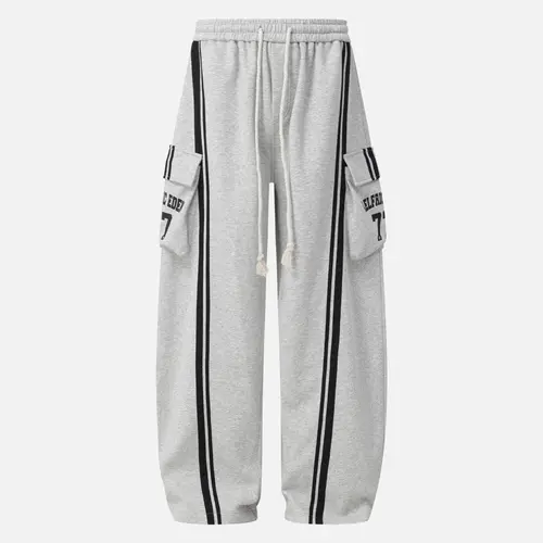 AELFRIC EDEN Sweatpants, Men's Mid Waist Streetwear Style with a Baggy Tapered Fit, Cotton Blend with Stripe Panel and Cargo Pockets, Clothes, Graphic Tees, Menswear, Striped, Baggy Sweatpants, Drape, Sportswear, Athletic, All Season, Stripe Panels, Stree