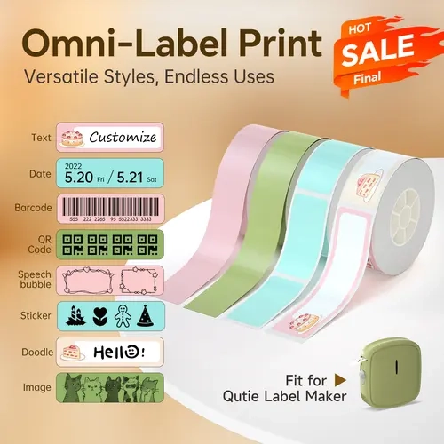 Clearance Deal | 15mm x 4m Thermal Label Tape Roll, Label Maker Tape for Bluetooth Label Printers, Compatible with P24 P31S P21, Qutie Self-Adhesive Labels, Strong Adhesive, No Curl & Clean Tear