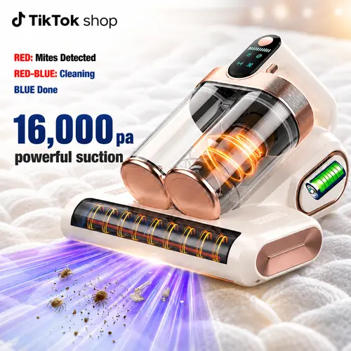 Cordless Mattress Vacuum Cleaner, 16Kpa Deep Clean Bed Vac with 80000 RPM Tapping, UV-C Light & Ultrasonic, Dual HEPA Dust Cup for Sofa, Crib and Pet Hair,sohochic