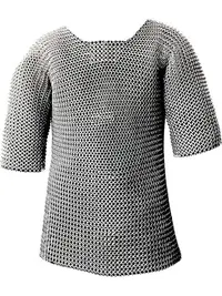 Men's Medieval Warrior Haubergeon Chainmail Shirt Replica Armor Top - Silver Menswear, Historical Wear, Knight-like Look, Lightweight Fit, Costume for Parties