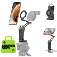 OMOTON TP02-Pro 5-in-1 Magnetic Grip Smartphone Holder & Mount - Arca-Type Base with 1/4" Screw Hole, Adjustable Foldable Rotating Mobile Stand, Compatible with iPhone 12-17 Series, Travel Tripod, Mini Selfie Stick, Cellphone Accessory