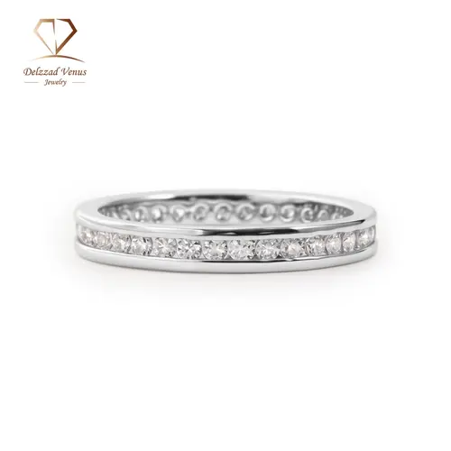 Delzzad Eternal Path Channel-Set Bridal Eternity Ring, VVS Synthetic Moissanite Copper Band, Elegant Engagement Wedding Band, Fine Moissanite Ring for Birthday Anniversary Gift, Elegant Engagement Ring