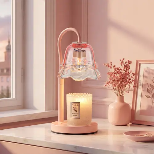 Flower Candle Warmer Lamp with Timer - Dimmable, Height-Adjustable Candle Stand with 2 Bulbs, Whimsical Room Decor, Dorm Room Decor, Valentine's GF Gift for Women,sohochic