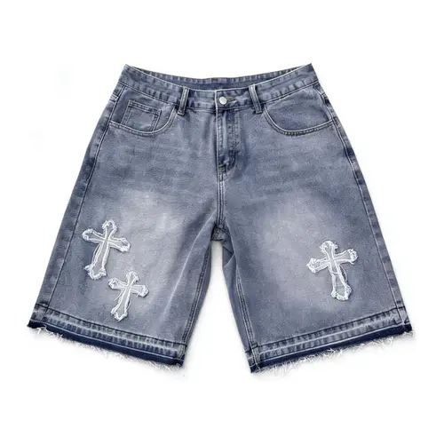 Sopula Studio Men's Vintage Hiphop  Denim Shorts  Straight-Leg, Pocketed, Streetwear Swag Menswear Blue Bottoms, Retro Fashion Apparel,clothes for back to school,first day of school,swag clothes