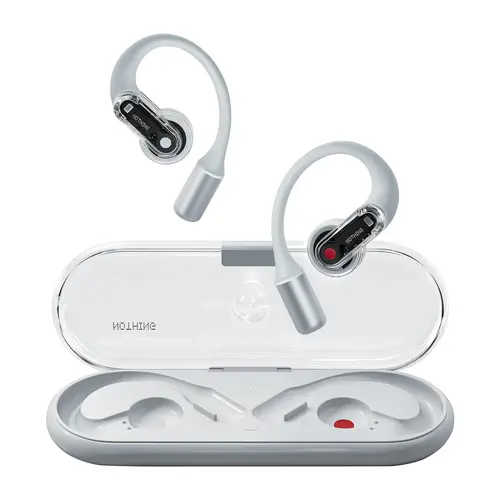 Nothing Ear (Open) Wireless Headset, Silicone Earhook Audio Earbuds with Titanium Build, Custom Voice Technology, 2 Mics, BT 5.3, Fast Charging, Compatible with iPhone & Android - White