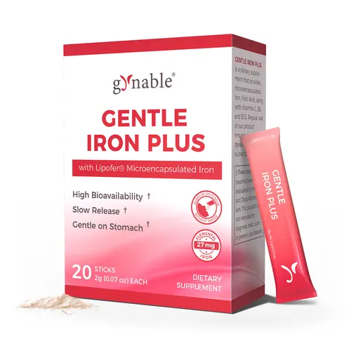 Gynable Gentle Iron Powder Sticks for Adults - 27mg Lipofer Microencapsulated Slow Release, Tongue-Dissolving (No Water), Vitamin C (Aids Iron Uptake), B6, B12, Folic Acid, Beet Root, Gluten-Free for Easy Use, Blood Boost, 20 Daily Sticks Summervibes