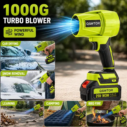 Qawtor Cordless Leaf Blower & TurboFan Car Dryer | Handheld Portable Air Blower Jet Fan for Cleaning | Super Powerful Dust Collector | Turbojet Hair Dryer, Household Cleaning Tools, Yard and Garden Maintenance, Car Care, tiktokshopbacktoschool