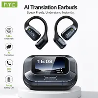 HTC NE25 Translation Earbuds, Real-time Translation, Open Wireless Bluetooth Headphones, Supports 134 Languages ​​with App, Vibrant Color Touchscreen, OWS Technology, Integrated Microphone, High-Quality Sound, Compatible with iOS and Android, Audio, Elect