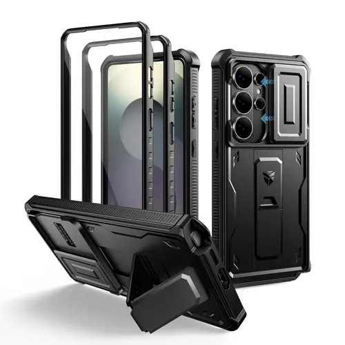 Dexnor Heavy-Duty Polycarbonate TPU+PC Case for Samsung Galaxy S26 Ultra (2026) - Upgraded Slide Camera Cover, 2 Front Frames, Built-in Screen Protector, Kickstand, Full-Body Drop-Proof Protection with Screen Protectors