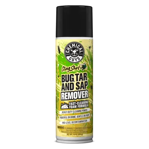 Chemical Guys ClingShot Bug, Tar & Tree Sap Remover - 444ml Heavy-Duty Degreaser Foam Spray, Car Detailing Supplies for Car & Motorbike Paint Care, Bug Removal, Dissolves Tar, Glossy Finish Back