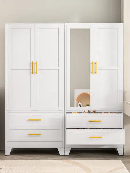 Metal Armoire Wardrobe Closet 71" Tall Bedroom Closet with Mirror 2 Drawers Adjustable Shelves and Hanging Rod Steel Clothes Closets and Storage for Bedroom