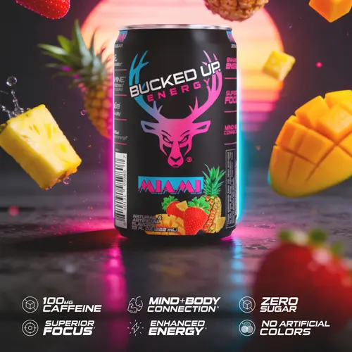 Bucked Up NEW Mini Energy Drinks - 7.5oz cans [24-Pack] - 100mg Caffeine, Zero Sugar Canned Beverage