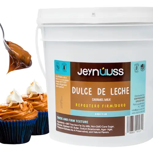 Jeynuuss Heat-Resistant Dulce de Leche Repostero (11 lb) - Gluten-Free, Lactose-Free Intensely Creamy Caramel Milk Sauce with Firm Body, Professional Baking Filling for Pastry, Cake Topping