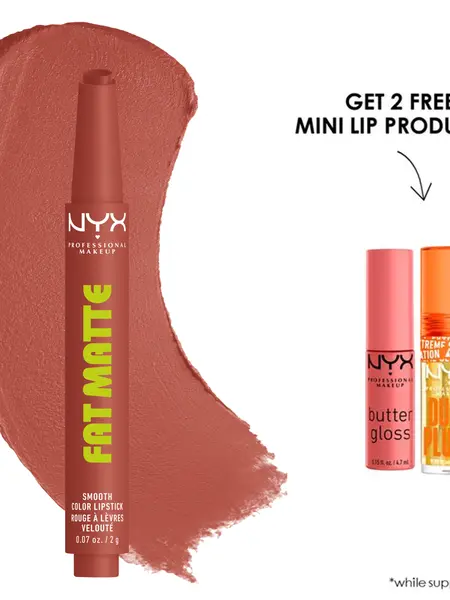 Fat Matte Lipstick - Smooth Color Lipstick with Cushion-Soft Formula - Moisutrizing, Lightweight, Creamy Pigments, NYX Professional Makeup