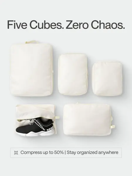 AVIO | Compression Packing Cubes for Suitcases, 5 Set Travel Organizer Bags, Expandable Luggage Organizers, Space Saving Packing Cubes for Travel, Travel Gear, Bag Organization