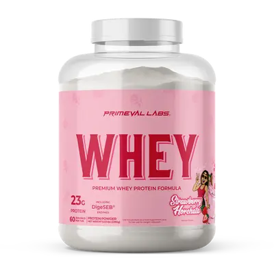 Primeval Labs Whey Protein Gourmet Flavors - Strawberry Horchata - Official Lily Bae Collaboration - Protein 23g Per Serving, Authentic Latino Flavors