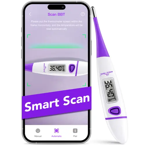 Easy@Home Basal Body Thermometer: BBT For Fertility Prediction With Memory Recall, Precise Digital Basal Thermometer For Temperature Tracking With Premom App