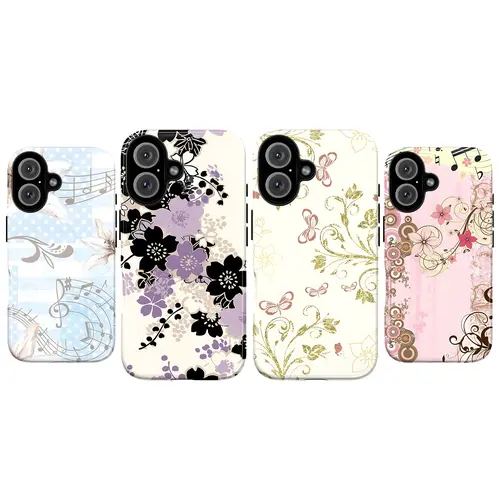 Soft Girl Butterfly Aesthetic Tough Plastic Phone Case for Cottagecore Fans, Vintage Floral Music Notes Multi-Model Cover for iPhone 17 16 15 14 13 12 11 Pro Max X XR XS & Galaxy S25 S24 S23 S22, Pastel Waterproof Case