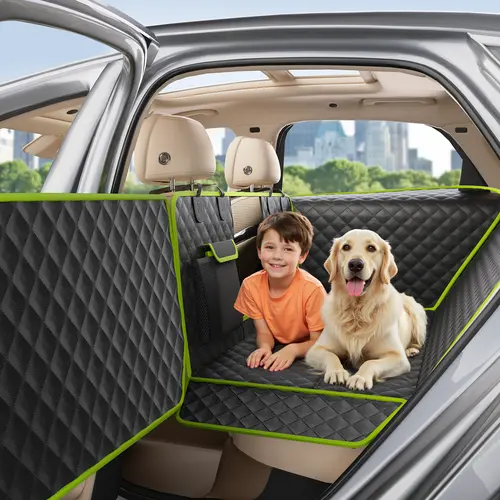 Pecute Dog Car Seat Cover - Heavy-Duty 2-in-1 Hammock Style Fits Cars, 2-in-1 Style, Full Surround PU Leather, Hard Bottom, Window Protection, Waterproof Seat Covers for Pet Lovers