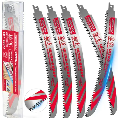 Japanese Teeth Reciprocating Saw Blades, 6TPI Arc Edge Wood Pruning Saw Blades Set with Storage Box for Tree Trimming, Wood Cutting# toolupgrade