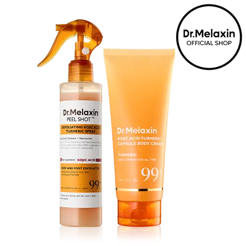 [Dr.Melaxin Official] 2-Step Body Glow Routine | Kojic Turmeric Spray & Brightening Cream for Dark Spots & Smooth Skin
