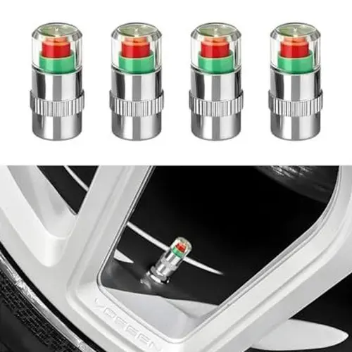 JOYTUTUS 4-Pack Vibrant Red & Green Indicator Tire Pressure Monitoring Valves, Simple Install Automotive Tire Safety Parts for Medium-Sized Vehicles, Father's Day Gift Accessory,toolupgrade
