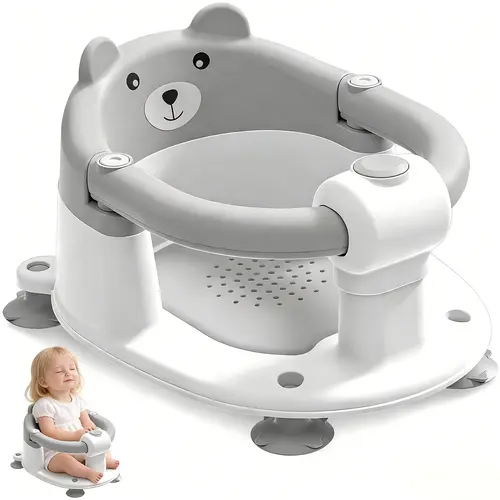 Baby Bath Seat for 6 Months & Up, Non-Slip Infant Bath Seat with Strong Suction Cups, Open Design Toddler Bathtub Seat for Sitting Support, Compact & Portable chair