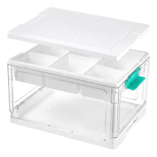 【Live Only】Vtopmart 2-4 Pack 24QT Plastic Storage Box for Arts Crafts Stationery Kids Building Blocks Sewing Kit & Small Tools, Adjustable Organizer Set