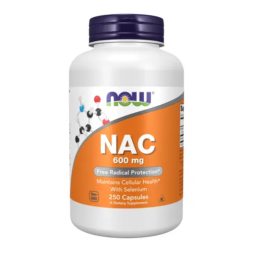 NOW Supplements Dietary NAC (N-Acetyl Cysteine) 600 mg Supplement with Selenium, 250 Capsules