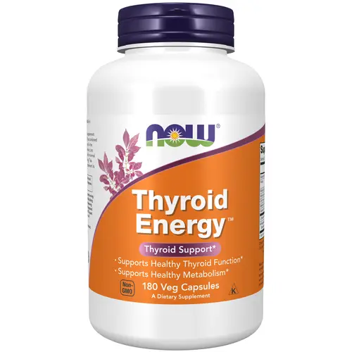 NOW Supplements Thyroid Energy Nutritional Supplement - Iodine, Tyrosine, Selenium, Zinc, Copper, Adaptogens, Vitamins, Ayurvedic Botanical Extracts, 2-Cap Daily Dose, Metabolism Support, Sugar Free, 180 Veg Capsules