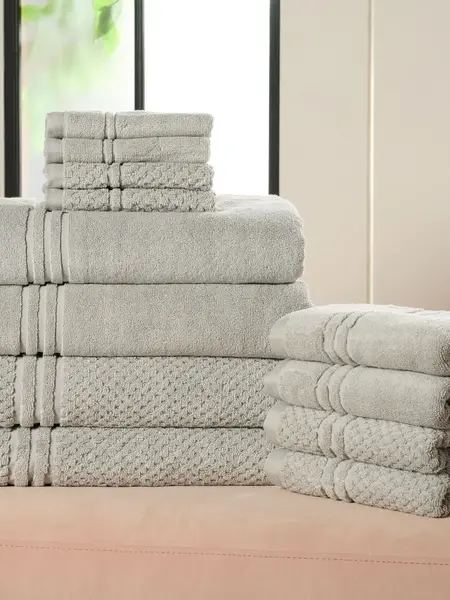 Home Reflections 100% Cotton Solid & Texture 12-pc Towel Set